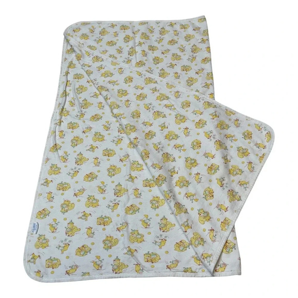 Carters Vintage Yellow White Circus Print Cotton Knit Baby Receiving Blanket - Picture 1 of 8